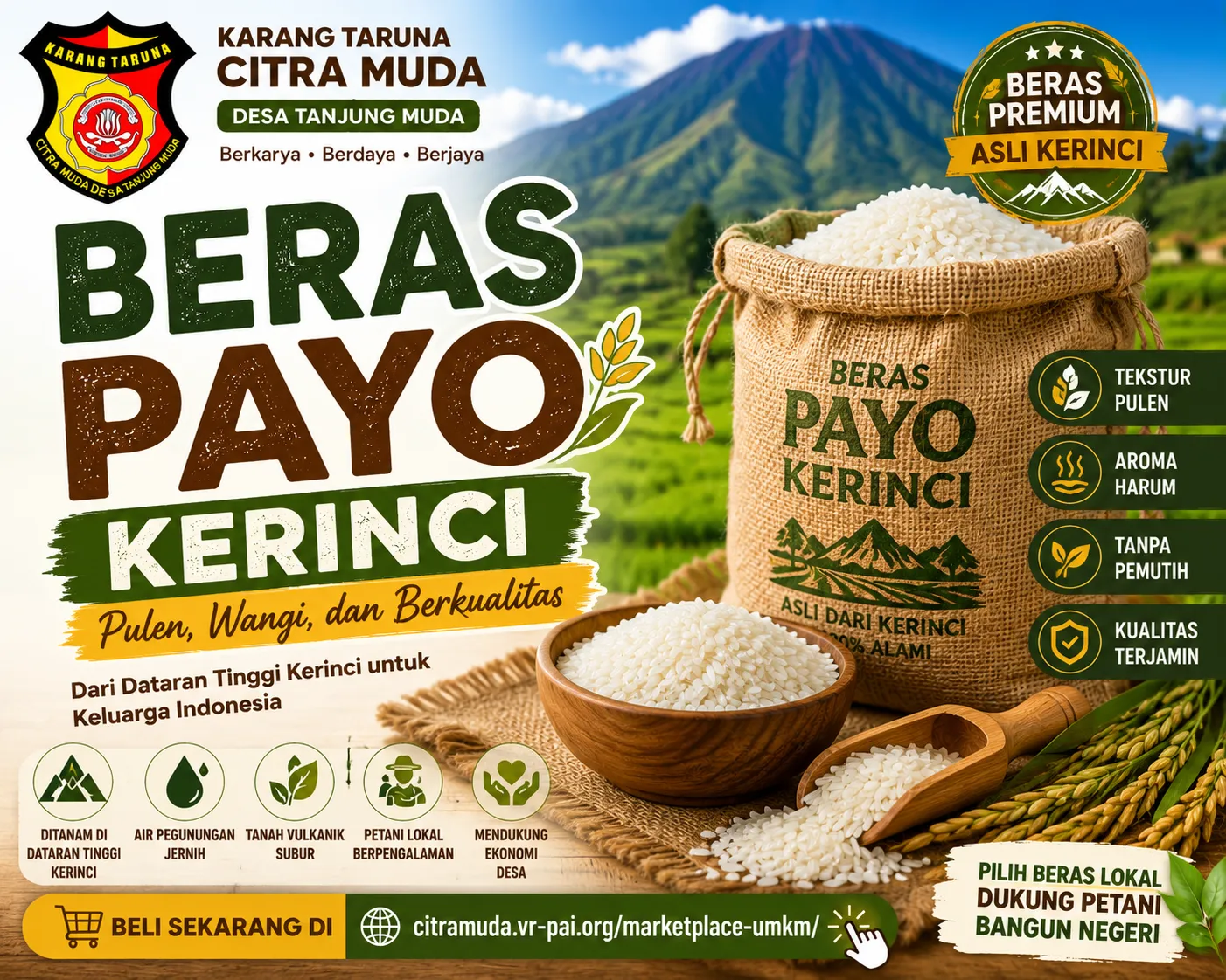 Beras Payo Kerinci: Beras Premium Asal Kerinci yang Pulen, Wangi, dan Berkualitas